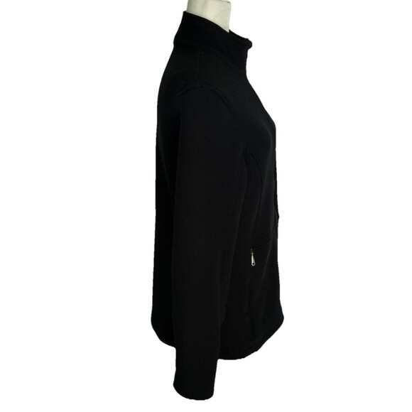 Spyder Women’s Ribbed Fleece Jacket Black Zip Up Mock Neck Activewear Outdoor Lg - Picture 4 of 10